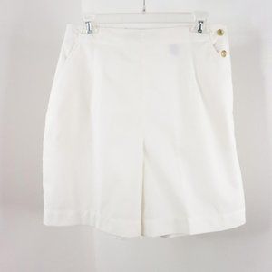 Vintage Karen Scott Women's 12 Ivory White High-Rise Regatta Bermuda Mom Shorts